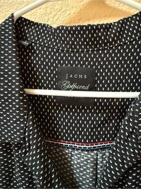JACHS Girlfriend Black Blouse with White Heart Motif